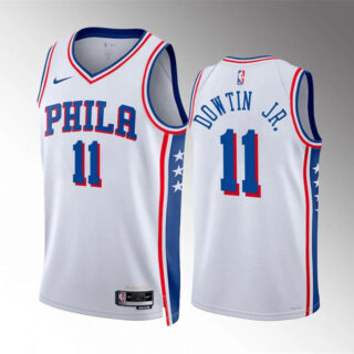 Men's Philadelphia 76ers #11 Jeff Dowtin Jr White Association Edition Stitched Jersey