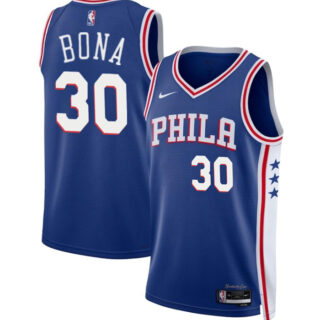 Men's Philadelphia 76ers #30 Adam Bona Royal 2024 Draft Icon Edition Stitched Jersey