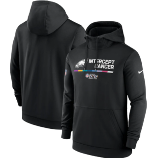 Men's Philadelphia Eagles 2022 Black Crucial Catch Therma Performance Pullover Hoodie