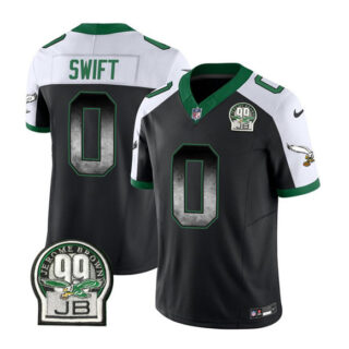 Men's Philadelphia Eagles #0 D'Andre Swift Black White 2023 F.U.S.E. Throwback Vapor Untouchable Limited Stitched Football Jersey