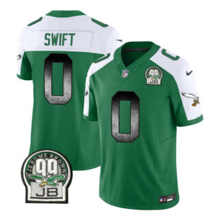 Men's Philadelphia Eagles #0 D'Andre Swift Green White 2023 F.U.S.E. Throwback Vapor Untouchable Limited Stitched Football Jersey