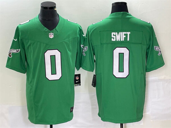 Men's Philadelphia Eagles #0 D'Andre Swift Green 2023 F.U.S.E. Vapor Untouchable Stitched Football Jersey
