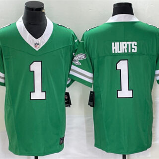 Men's Philadelphia Eagles #1 Jalen Hurts Green 2023 F.U.S.E. Vapor Untouchable Stitched Football Jersey