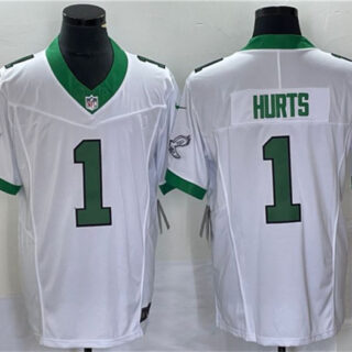 Men's Philadelphia Eagles #1 Jalen Hurts White 2023 F.U.S.E. Vapor Untouchable Stitched Football Jersey