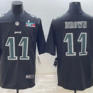 Men's Philadelphia Eagles #11 A.J. Brown Black Green Super Bowl LVII Patch Vapor Untouchable Limited Stitched Jersey