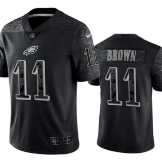 Men's Philadelphia Eagles #11 A. J. Brown Black Reflective Limited Stitched Jersey