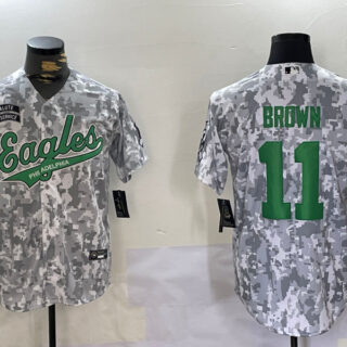 Men's Philadelphia Eagles #11 A. J. Brown Camo Salute To Service Limited Stitched Jersey