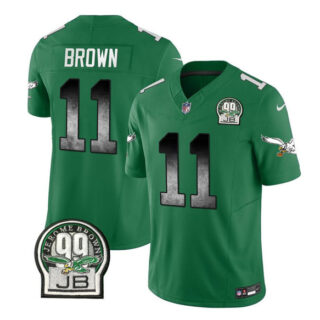 Men's Philadelphia Eagles #11 A. J. Brown Green 2023 F.U.S.E. Throwback Vapor Untouchable Limited Stitched Football Jersey