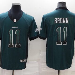 Men's Philadelphia Eagles #11 A. J. Brown Green Fashion Color Rush Limited Stitched Jersey
