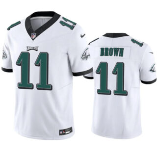 Men's Philadelphia Eagles #11 A. J. Brown White 2023 F.U.S.E. Vapor Untouchable Stitched Football Jersey