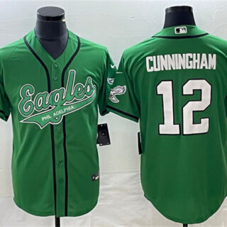 Men's Philadelphia Eagles #12 Randall Cunningham Green Cool Base Stitched Baseball Jersey