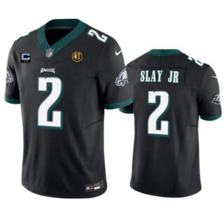 Men's Philadelphia Eagles #2 Darius Slay JR Black 2023 F.U.S.E. With 2-Star C Patch And John Madden Patch Vapor Limited Stitched Football Jersey