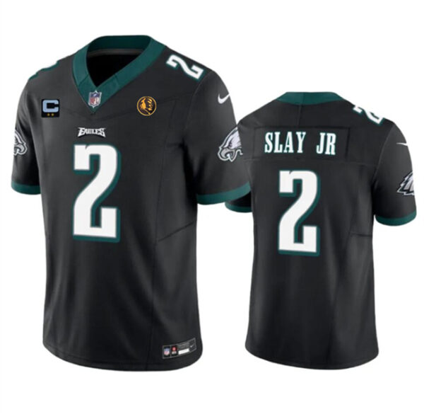 Men's Philadelphia Eagles #2 Darius Slay JR Black 2023 F.U.S.E. With 2-Star C Patch And John Madden Patch Vapor Limited Stitched Football Jersey
