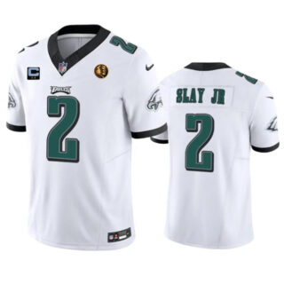 Men's Philadelphia Eagles #2 Darius Slay JR White 2023 F.U.S.E. With 2-Star C Patch And John Madden Patch Vapor Limited Stitched Football Jersey