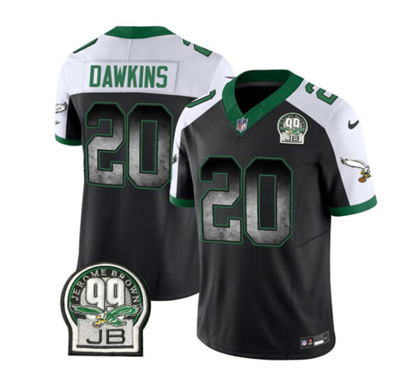 Men's Philadelphia Eagles #20 Brian Dawkins Black White 2023 F.U.S.E. Throwback Vapor Untouchable Limited Stitched Football Jersey