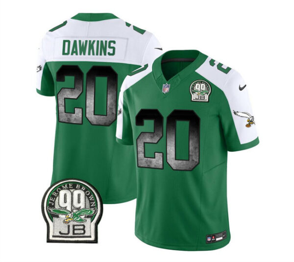 Men's Philadelphia Eagles #20 Brian Dawkins Green White 2023 F.U.S.E. Throwback Vapor Untouchable Limited Stitched Football Jersey