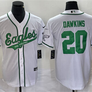 Men's Philadelphia Eagles #20 Brian Dawkins White Cool Base Stitched Baseball Jersey