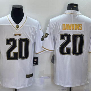Men's Philadelphia Eagles #20 Brian Dawkins White Gold Limited Stitched Jersey