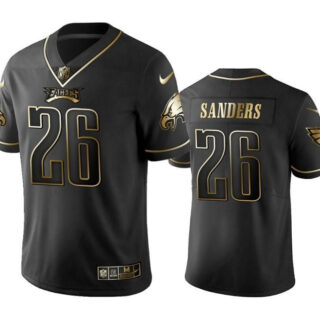 Men's Philadelphia Eagles #26 Miles Sanders Black Golden Edition Stitched Football Jersey
