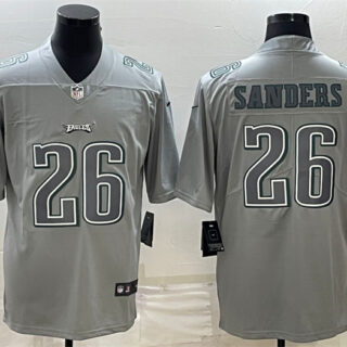 Men's Philadelphia Eagles #26 Miles Sanders Gray Atmosphere Fashion Stitched Jersey