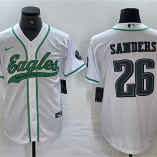 Men's Philadelphia Eagles #26 Saquon Barkley White Cool Base Baseball Stitched Jersey