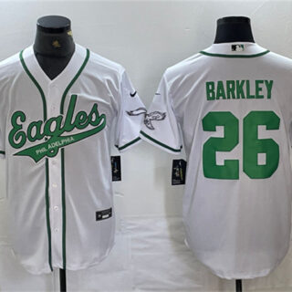 Men's Philadelphia Eagles #26 Saquon Barkley White Cool Base Baseball Stitched Jerseys