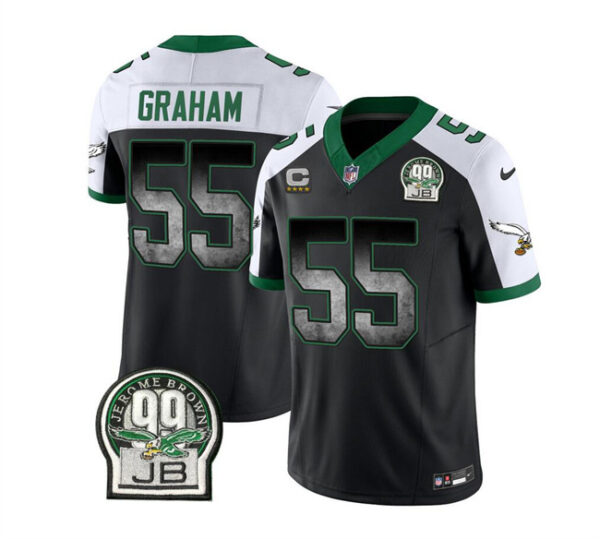 Men's Philadelphia Eagles #55 Brandon Graham Black White 2023 F.U.S.E. With 4-Star C Patch Throwback Vapor Untouchable Limited Stitched Football Jersey