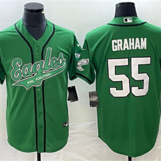 Men's Philadelphia Eagles #55 Brandon Graham Green Cool Base Stitched Baseball Jersey