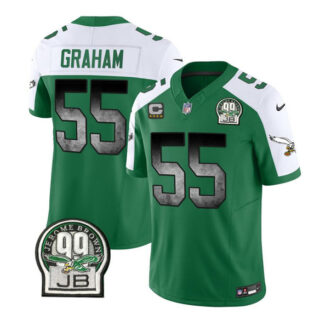 Men's Philadelphia Eagles #55 Brandon Graham Green White 2023 F.U.S.E. With 4-Star C Patch Throwback Vapor Untouchable Limited Stitched Football Jersey