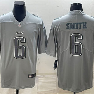 Men's Philadelphia Eagles #6 DeVonta Smith Gray Atmosphere Fashion Stitched Jersey