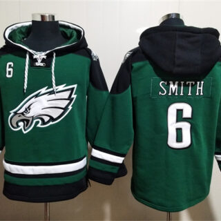 Men's Philadelphia Eagles #6 DeVonta Smith Green Lace-Up Pullover Hoodie
