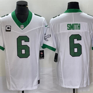 Men's Philadelphia Eagles #6 DeVonta Smith White 2023 F.U.S.E. With C Patch Vapor Untouchable Stitched Football Jersey