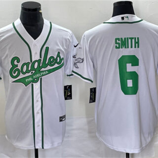 Men's Philadelphia Eagles #6 DeVonta Smith White Cool Base Stitched Baseball Jersey