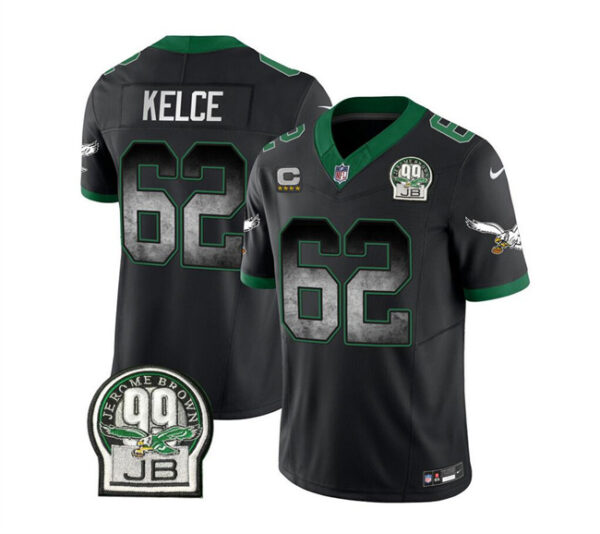 Men's Philadelphia Eagles #62 Jason Kelce Black 2023 F.U.S.E. With 4-Star C Patch Throwback Vapor Untouchable Limited Stitched Football Jersey