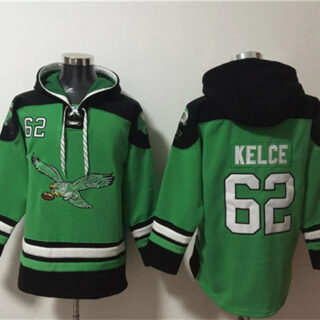 Men's Philadelphia Eagles #62 Jason Kelce Green Ageless Must-Have Lace-Up Pullover Hoodies