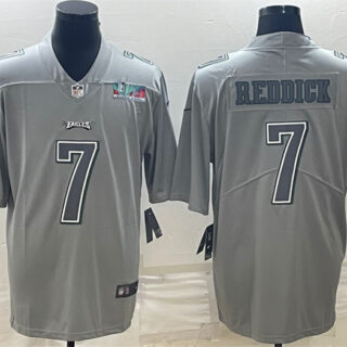 Men's Philadelphia Eagles #7 Haason Reddick Gray Super Bowl LVII Patch Atmosphere Fashion Stitched Jersey