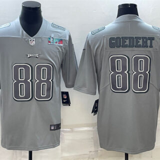 Men's Philadelphia Eagles #88 Dallas Goedert Gray Super Bowl LVII Patch Atmosphere Fashion Stitched Jersey