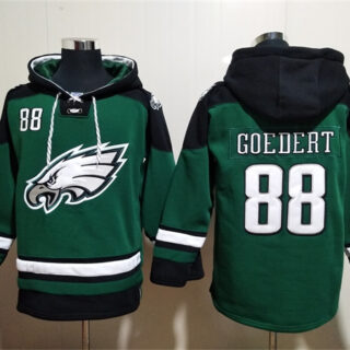 Men's Philadelphia Eagles #88 Dallas Goedert Green Lace-Up Pullover Hoodie