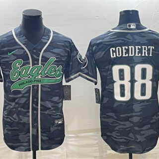 Men's Philadelphia Eagles #88 Dallas Goedert Grey Camo With Patch Cool Base Stitched Baseball Jersey