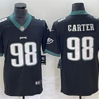 Men's Philadelphia Eagles #98 Jalen Carter Black Vapor Limited Stitched Football Jersey