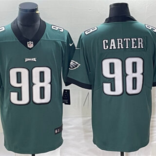 Men's Philadelphia Eagles #98 Jalen Carter Green Vapor Limited Stitched Football Jersey