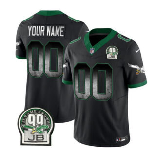 Men's Philadelphia Eagles Active Palyer Custom Black 2023 F.U.S.E. Throwback Vapor Untouchable Limited Stitched Football Jersey