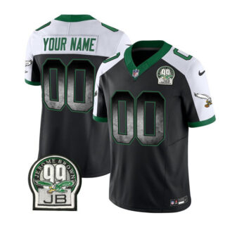 Men's Philadelphia Eagles Active Player Custom Black White 2023 F.U.S.E. Throwback Vapor Untouchable Limited Stitched Football Jersey
