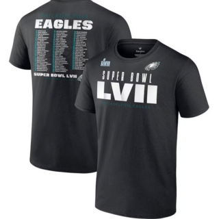 Men's Philadelphia Eagles Black Super Bowl LVII Varsity Roster T-Shirt