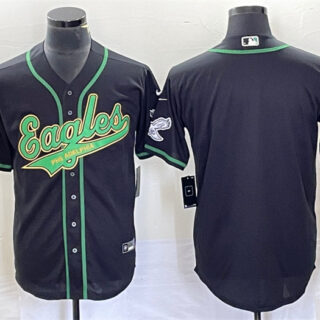 Men's Philadelphia Eagles Blank Black Cool Base Stitched Baseball Jersey