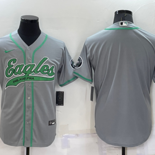 Men's Philadelphia Eagles Blank Grey Cool Base Stitched Baseball Jersey