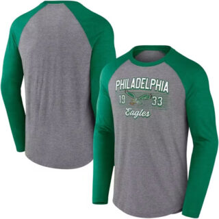Men's Philadelphia Eagles Gray Green Long Sleeve T-Shirt