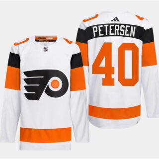Men's Philadelphia Flyers #40 Cal Petersen White 2024 Stadium Series Stitched Jersey