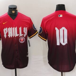 Men's Philadelphia Phillies #10 J.T. Realmuto Red 2024 City Connect Limited Stitched Jerseys