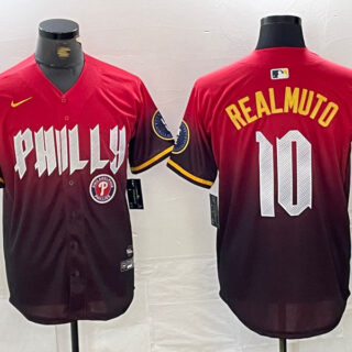 Men's Philadelphia Phillies #10 J.T. Realmuto Red 2024 City Connect Limited Stitched Jersey